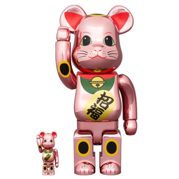 BE@RBRICK 招き猫 招福 桃金メッキ 100％ & 400％ / 1000%