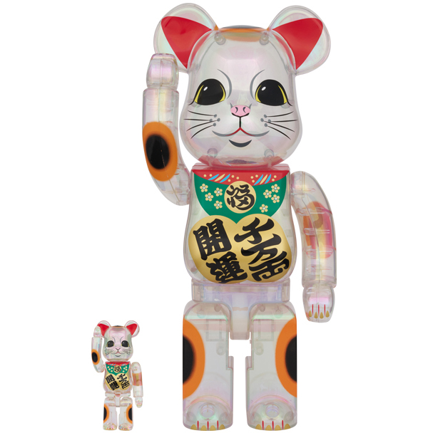 BE@RBRICK 招き猫 開運・千万両 透明メッキ 100％ & 400％