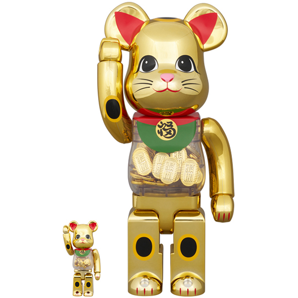 BE@RBRICK 招き猫 小判 開運 弍 金メッキ 100％ & 400％