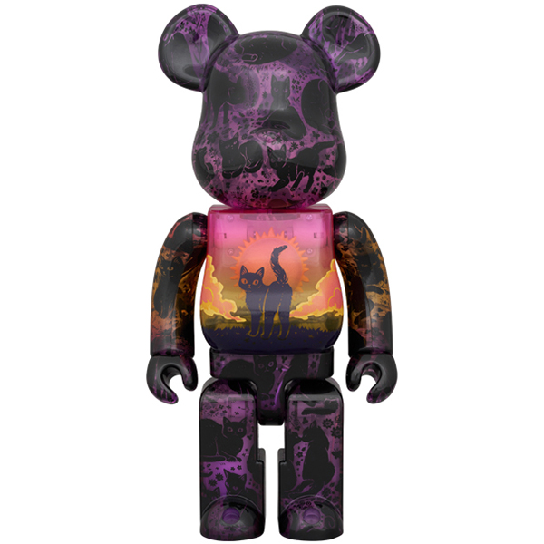 BE@RBRICK 招き猫 ペコちゃん 金運 ダブル小判 金メッキ / 夕闇のネコ